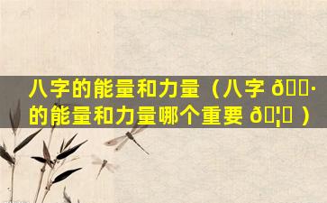 八字的能量和力量（八字 🌷 的能量和力量哪个重要 🦍 ）
